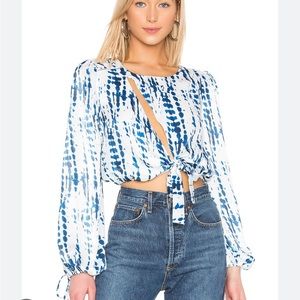 SOLD OUT Never Worn XS House of Harlow X Revolve Ali Top in White & Blue Tye Dye
